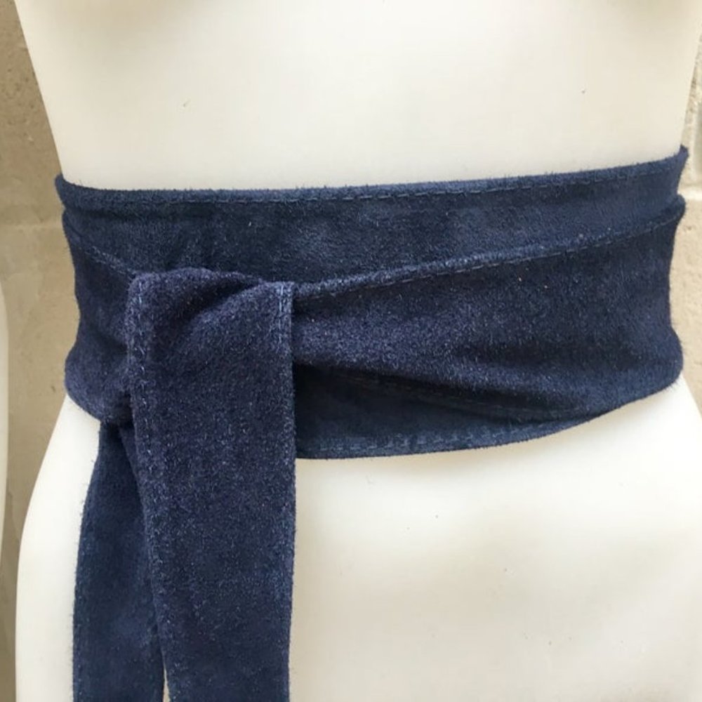 Navy suede dress belt